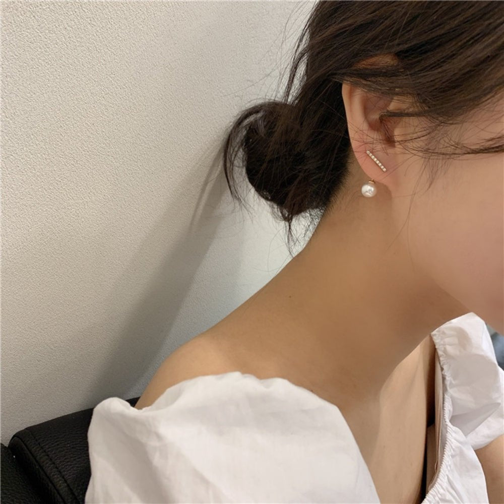 ラインストーンパールピアス