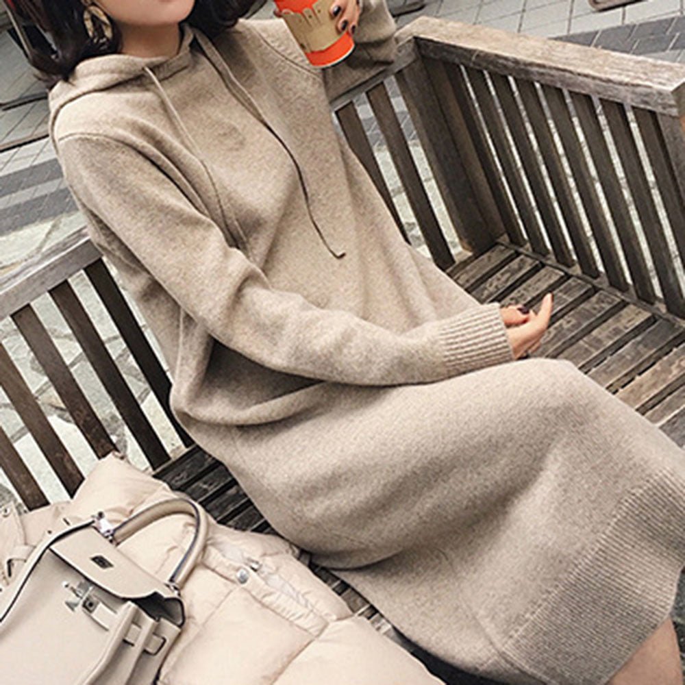 フード付きルーズニットワンピース - Millennial Generation