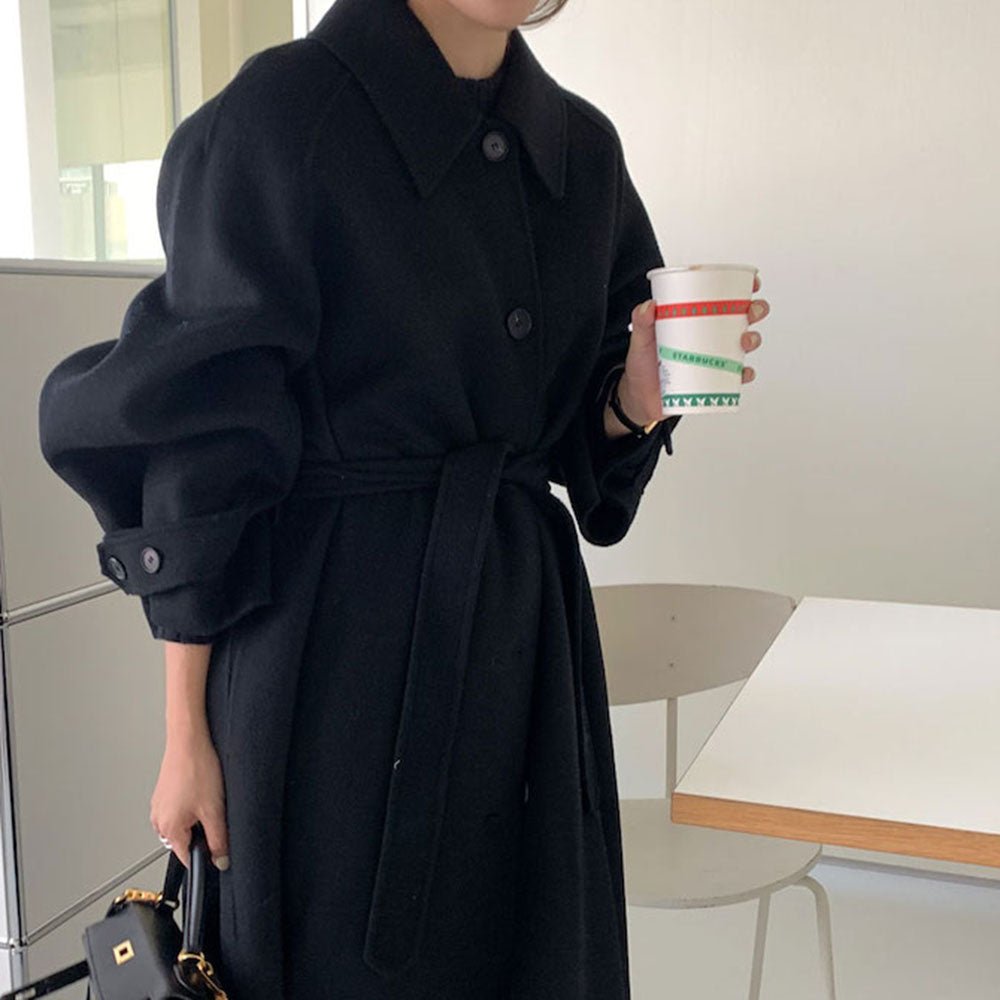 ステンカラーウエストマークロングコート