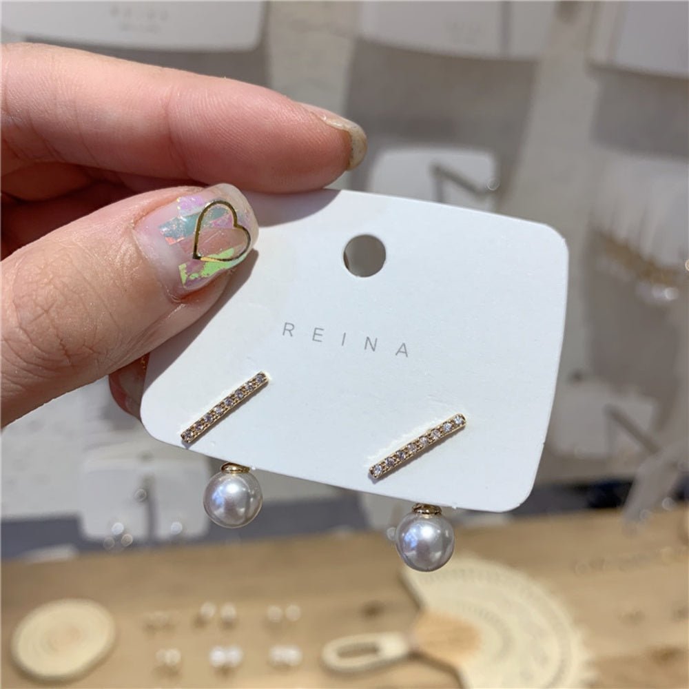 ラインストーンパールピアス