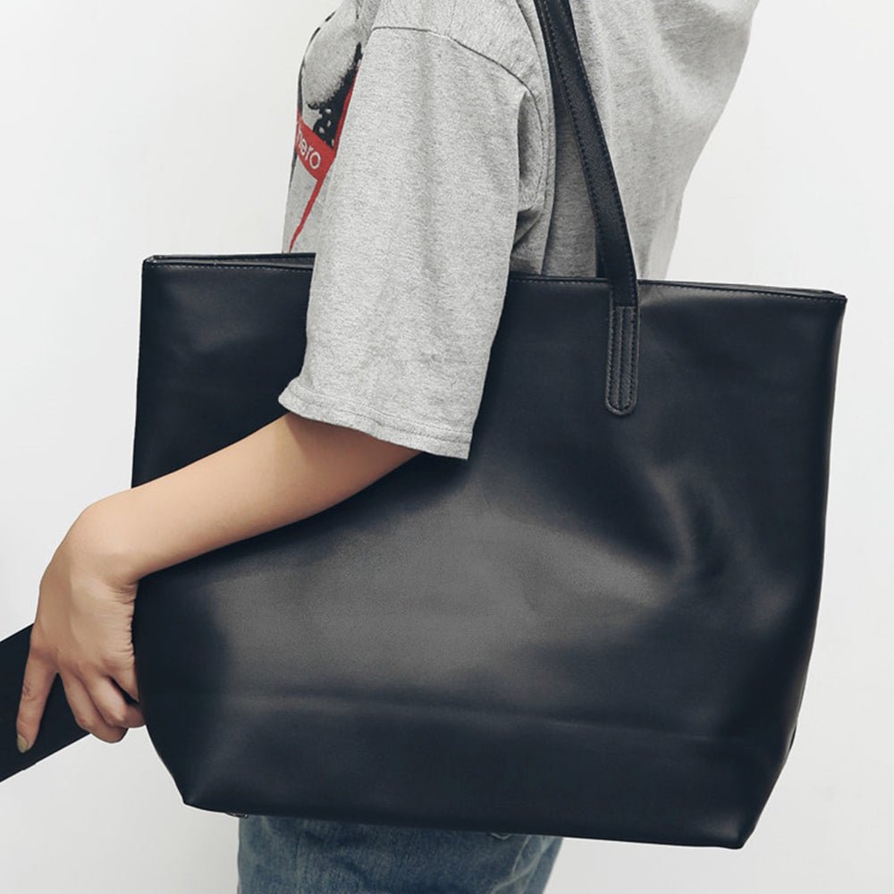 大容量フェイクレザートートバッグ｜オフィスカジュアル レディース