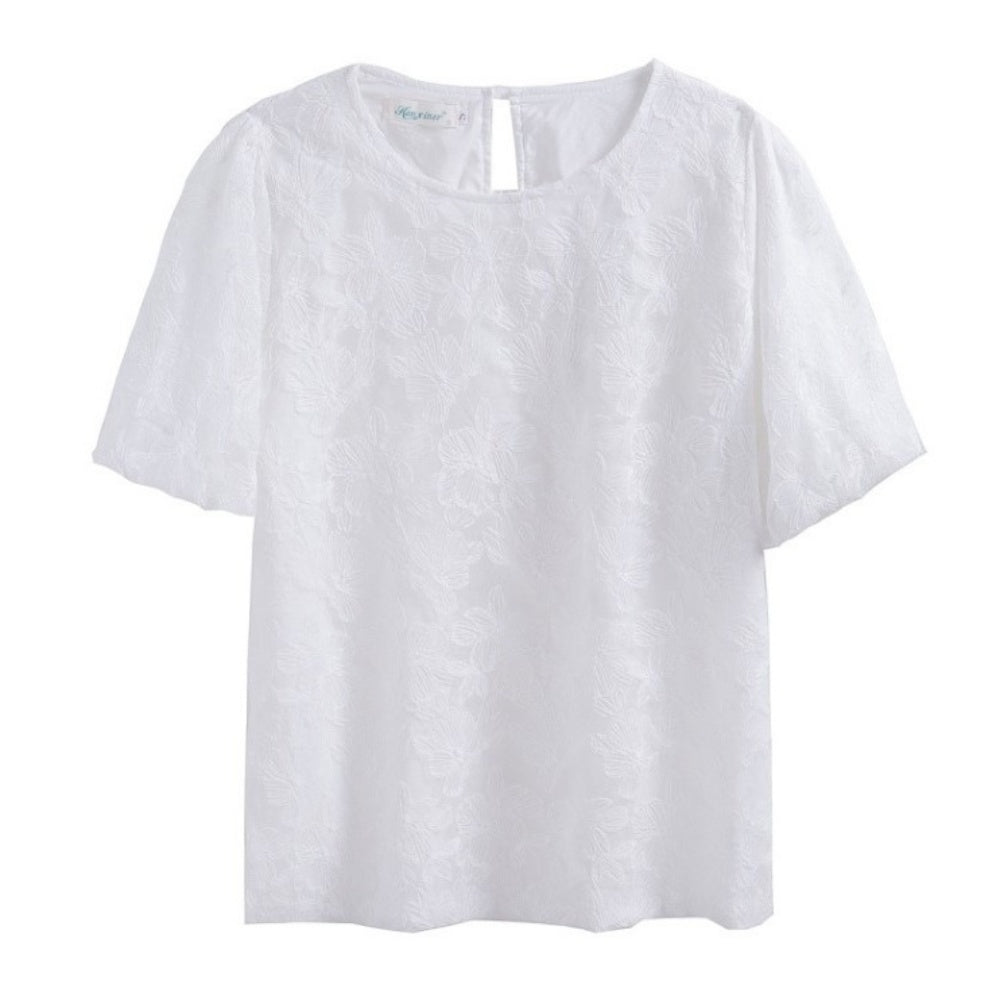 René ホワイト レース パフスリーブ シャツ René ホワイト