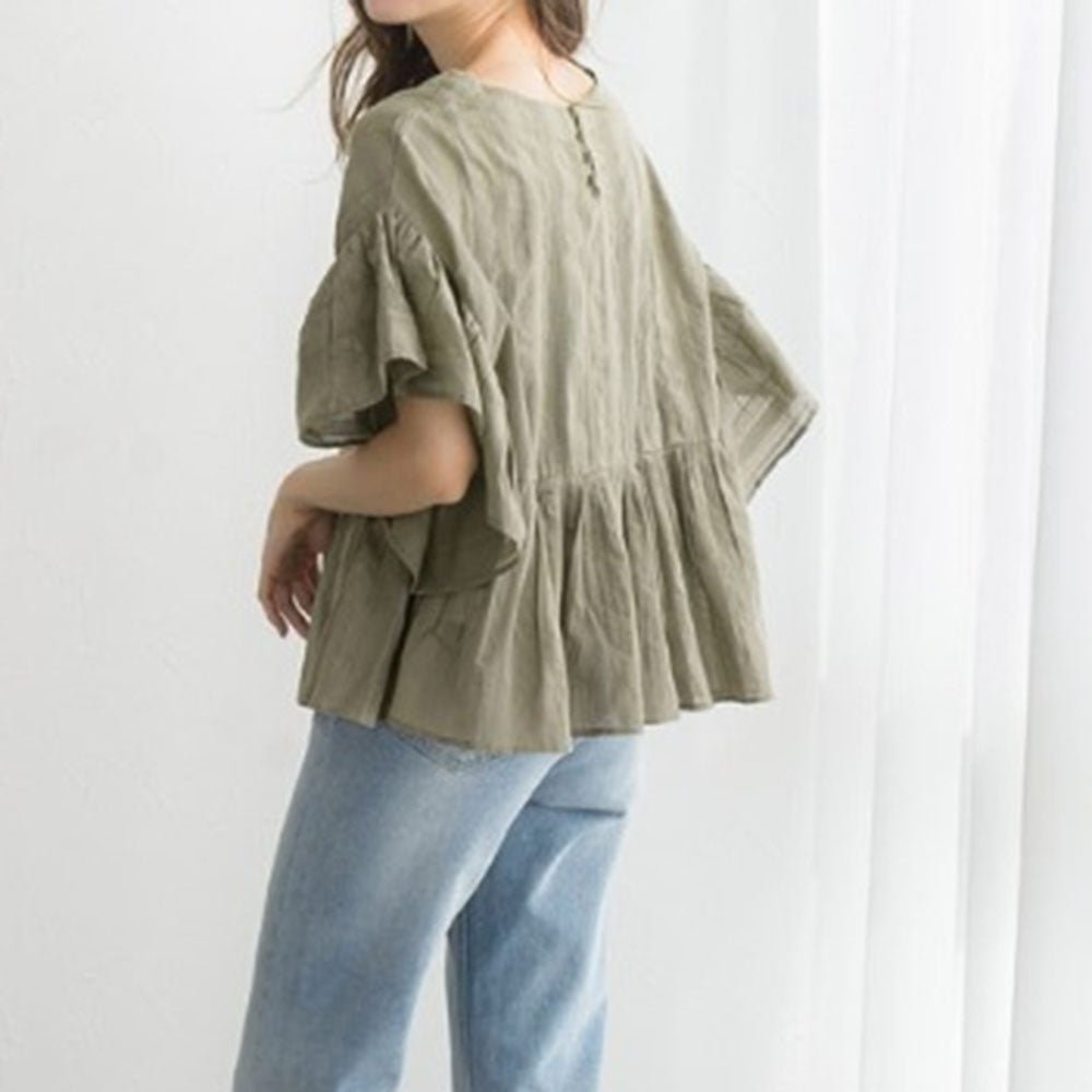 フリルボリュームフレアトップス｜オフィスカジュアル レディース 通販【ミレジェネ】