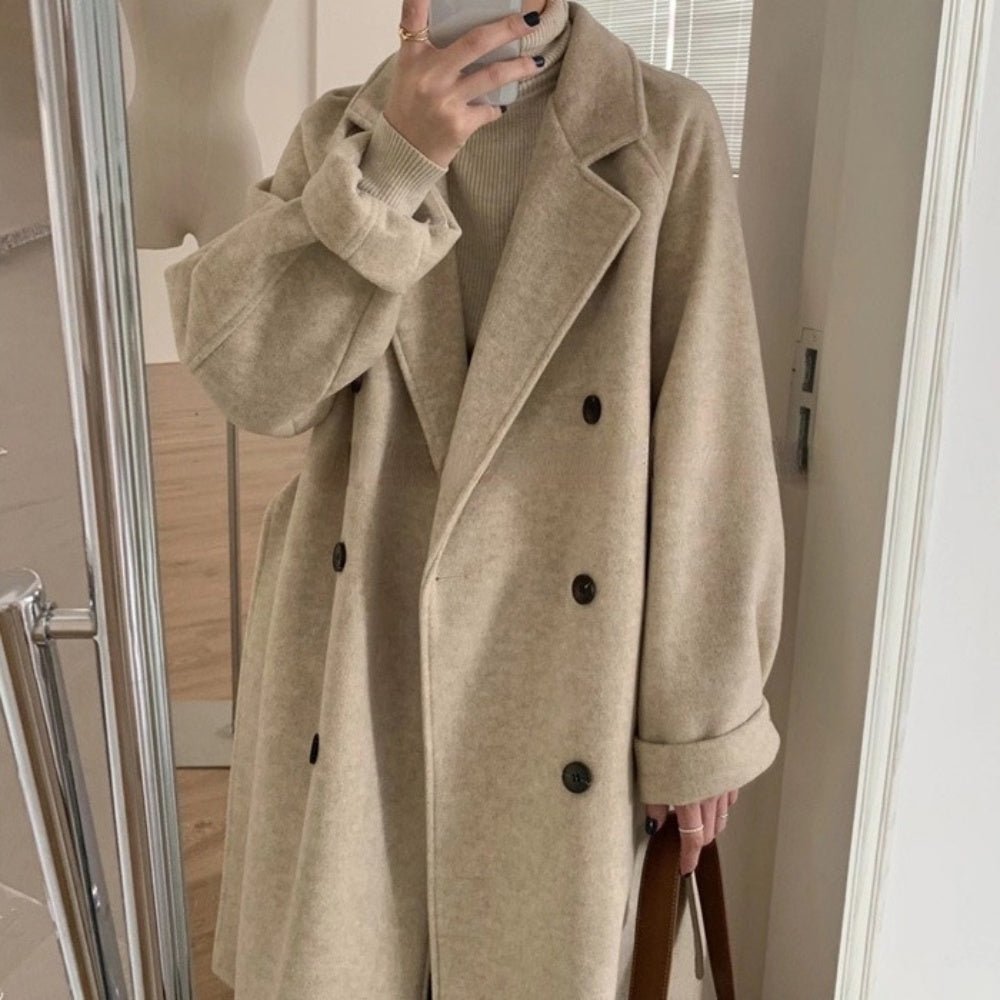 ベルト付きダブルボタンロングコート｜オフィスカジュアル レディース 通販【ミレジェネ】