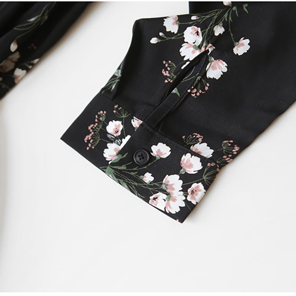 花柄ノーカラーシャツワンピース - Millennial Generation