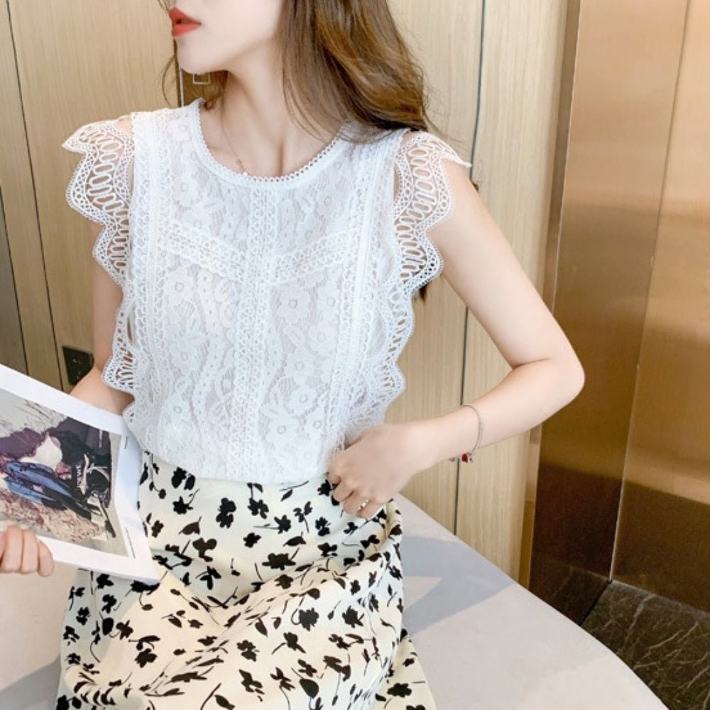 総レースノースリーブトップス｜オフィスカジュアル レディース 通販【ミレジェネ】