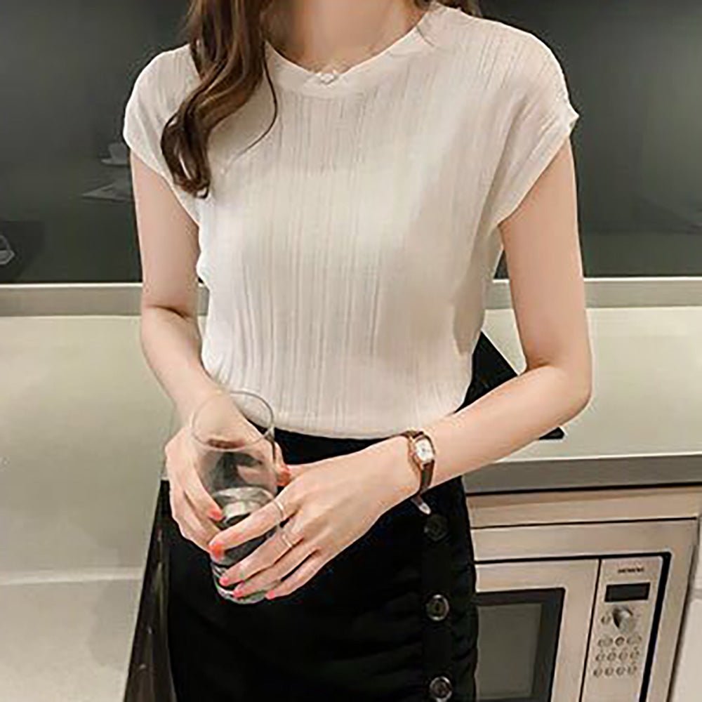 ラウンドネックショート丈トップス｜オフィスカジュアル レディース