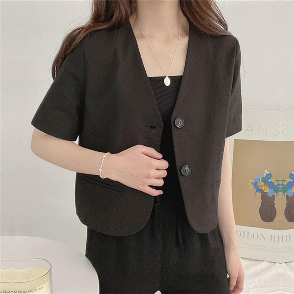 リネンライク半袖ジャケット｜オフィスカジュアル レディース 通販