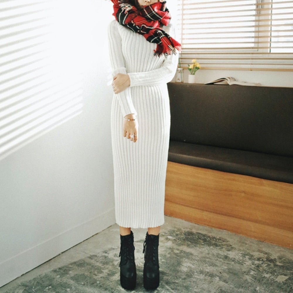 ロング丈リブニットワンピース - Millennial Generation