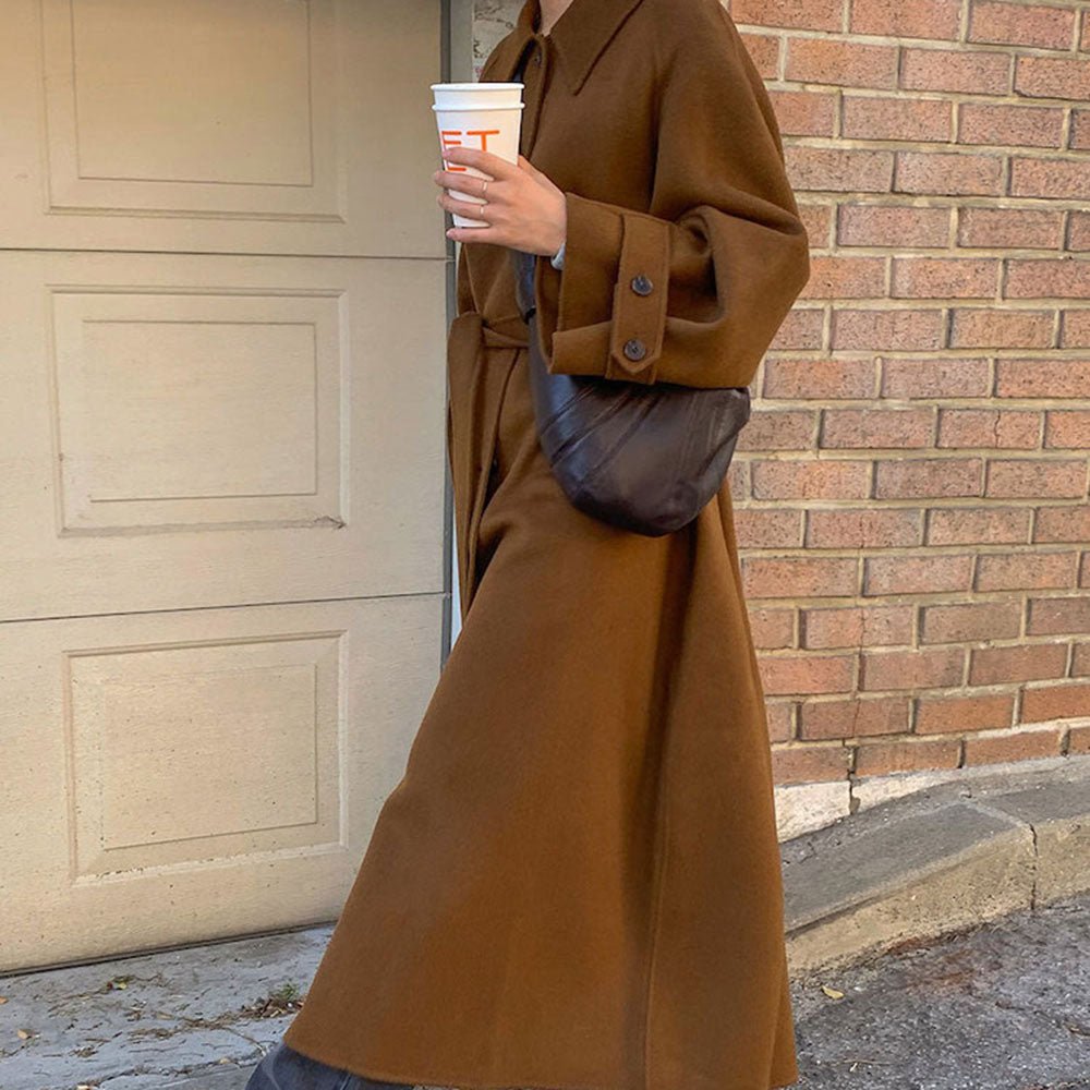 ステンカラーウエストマークロングコート