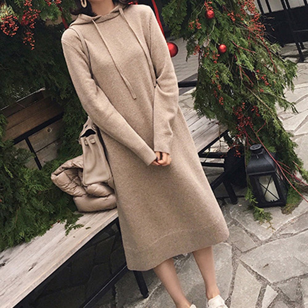 フード付きルーズニットワンピース - Millennial Generation