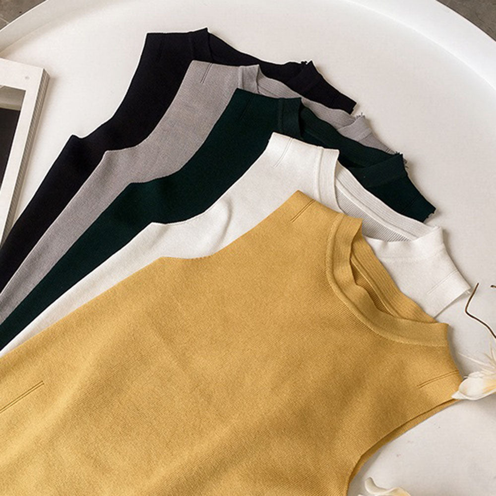 ボトルネック無地サマーニットタンクトップ - Millennial Generation