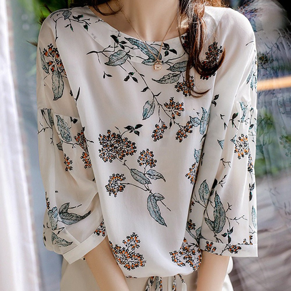 きれいめシフォンハーフスリーブブラウス｜オフィスカジュアル