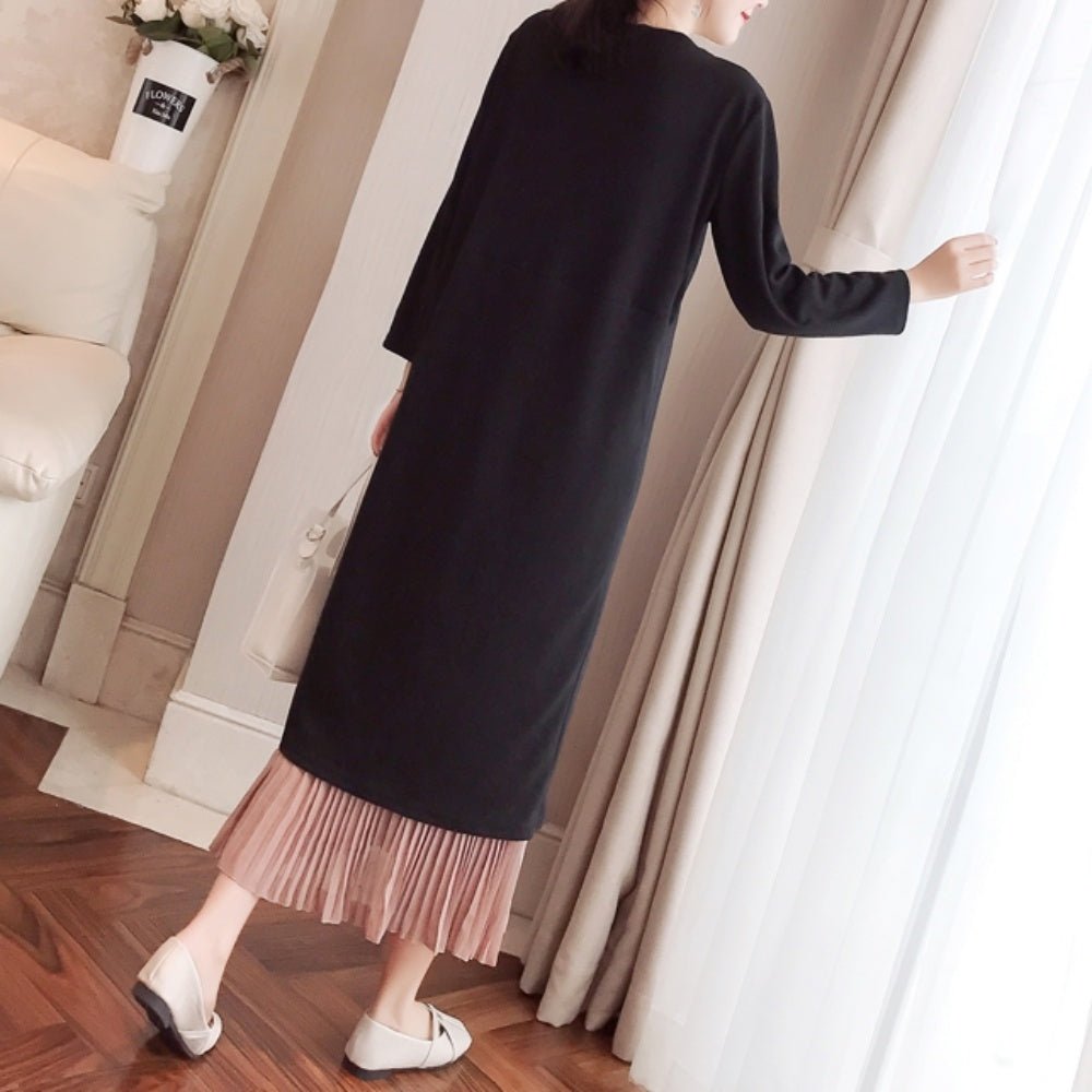 七分袖スリットプリーツワンピース - Millennial Generation