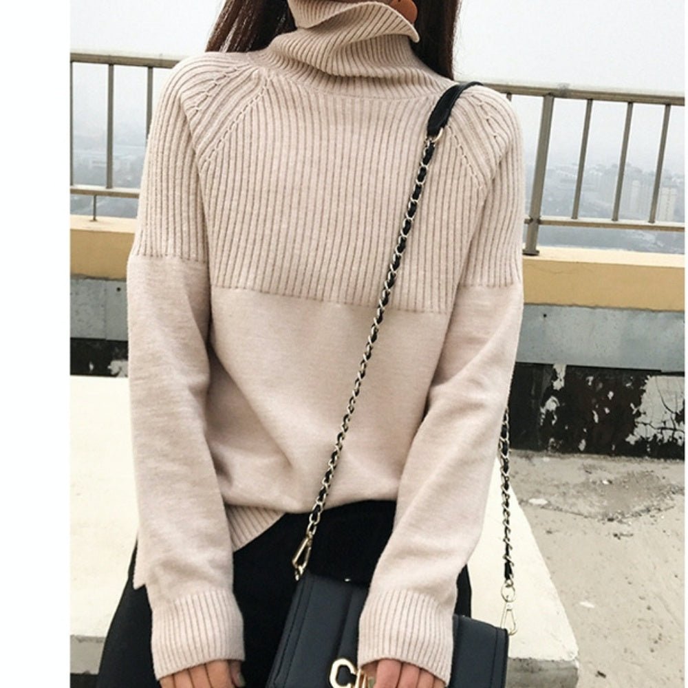 ハーフデザインハイネックニットトップス - Millennial Generation