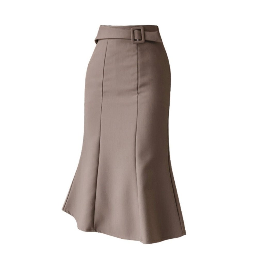 ベルト付きハイウエストフィッシュテールスカート｜オフィス