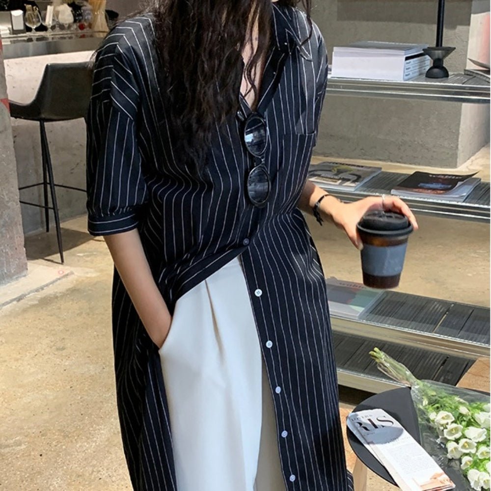 リラクシングストライプシャツワンピース