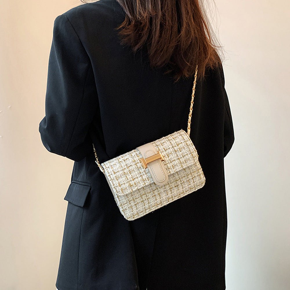 ツイードチェーンミニショルダーバッグ｜オフィスカジュアル