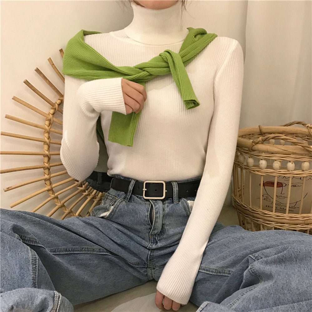リブハイネックニット