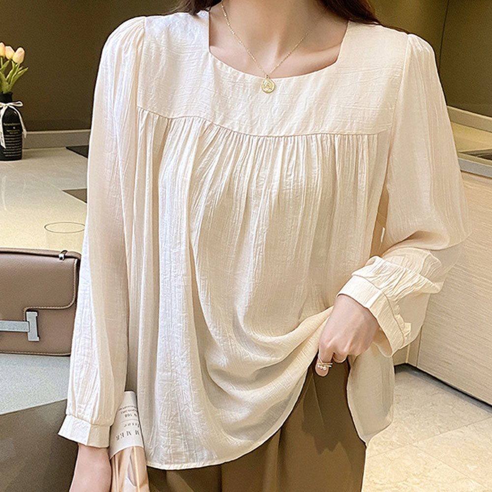 シワ加工ラウンドネックブラウス｜オフィスカジュアル レディース 通販