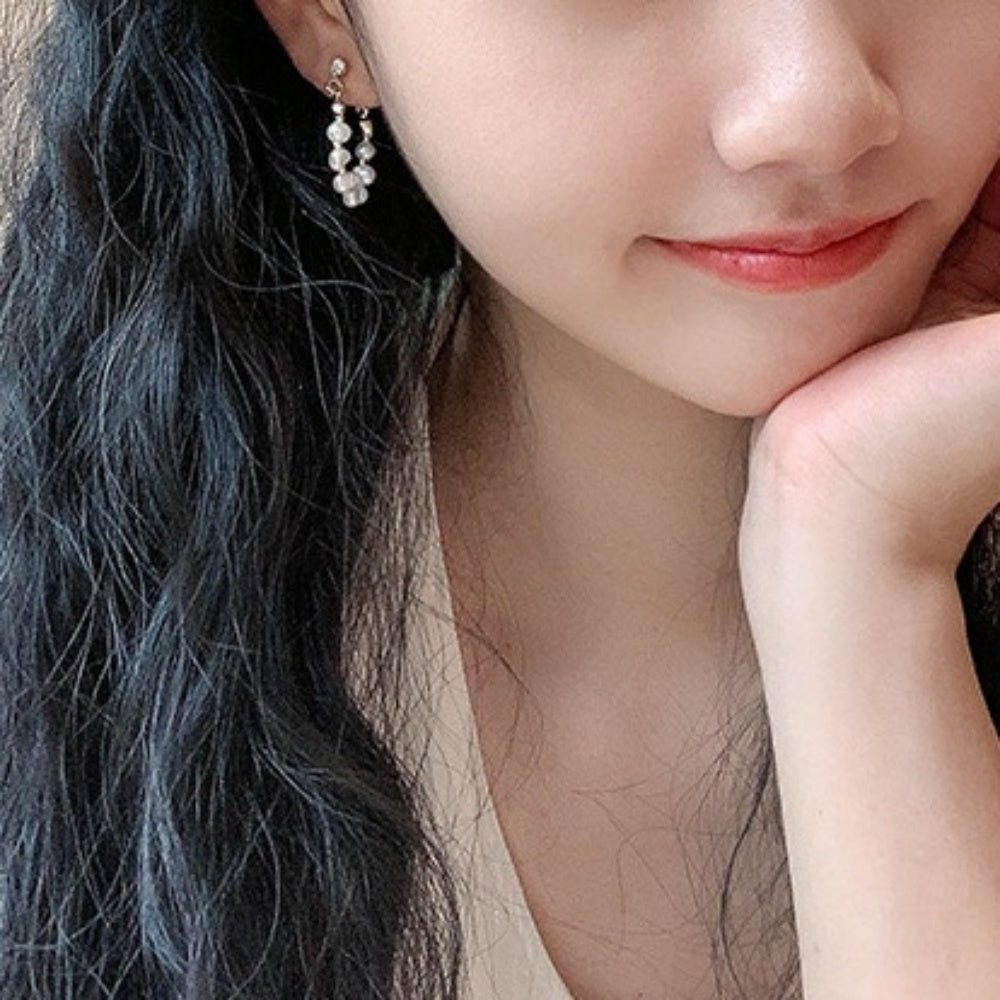 ビジューパールリングピアス
