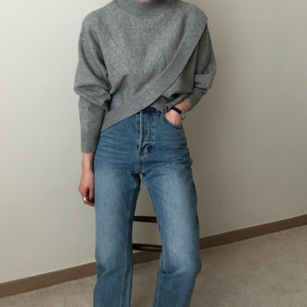 ラップデザインハイネックニット