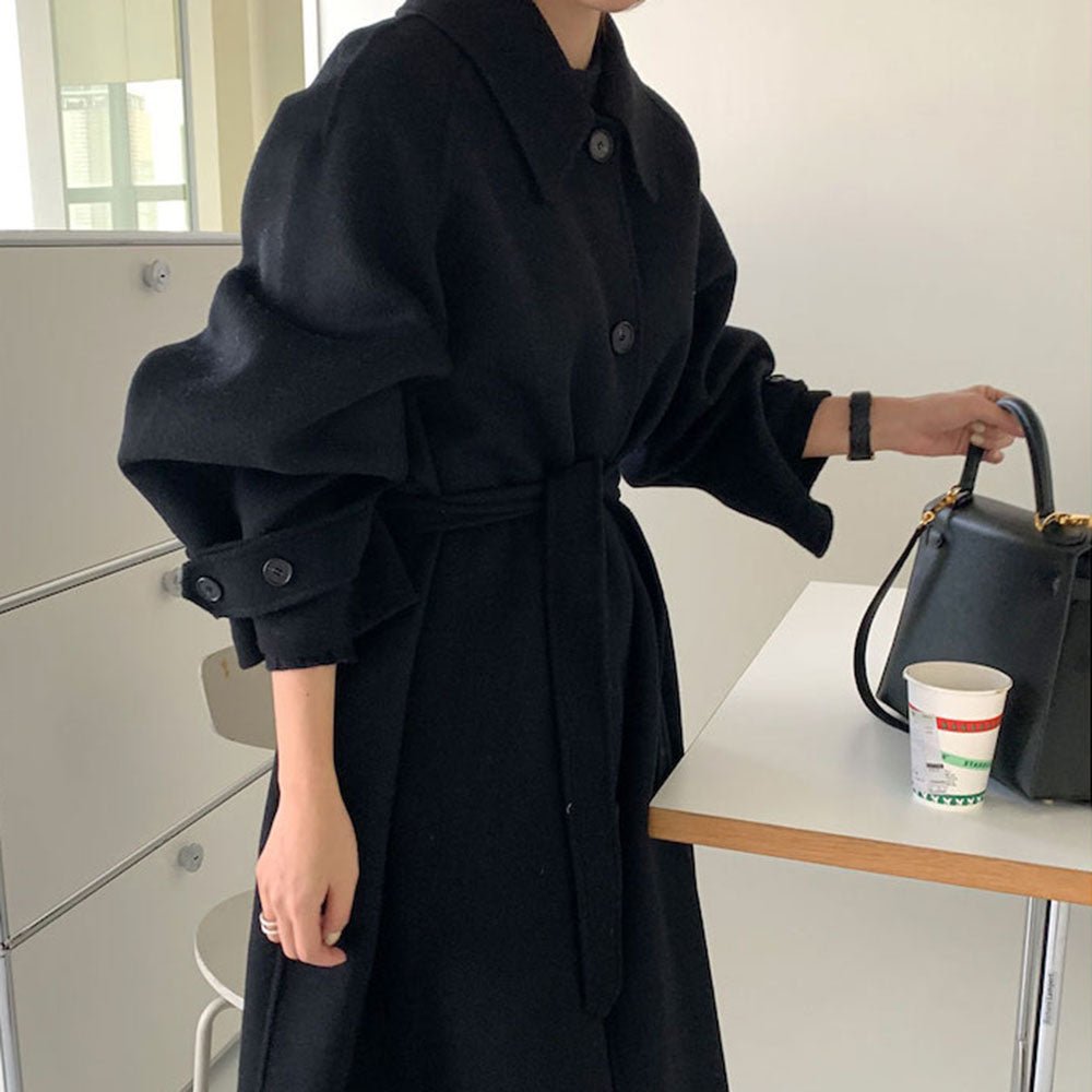 ステンカラーウエストマークロングコート