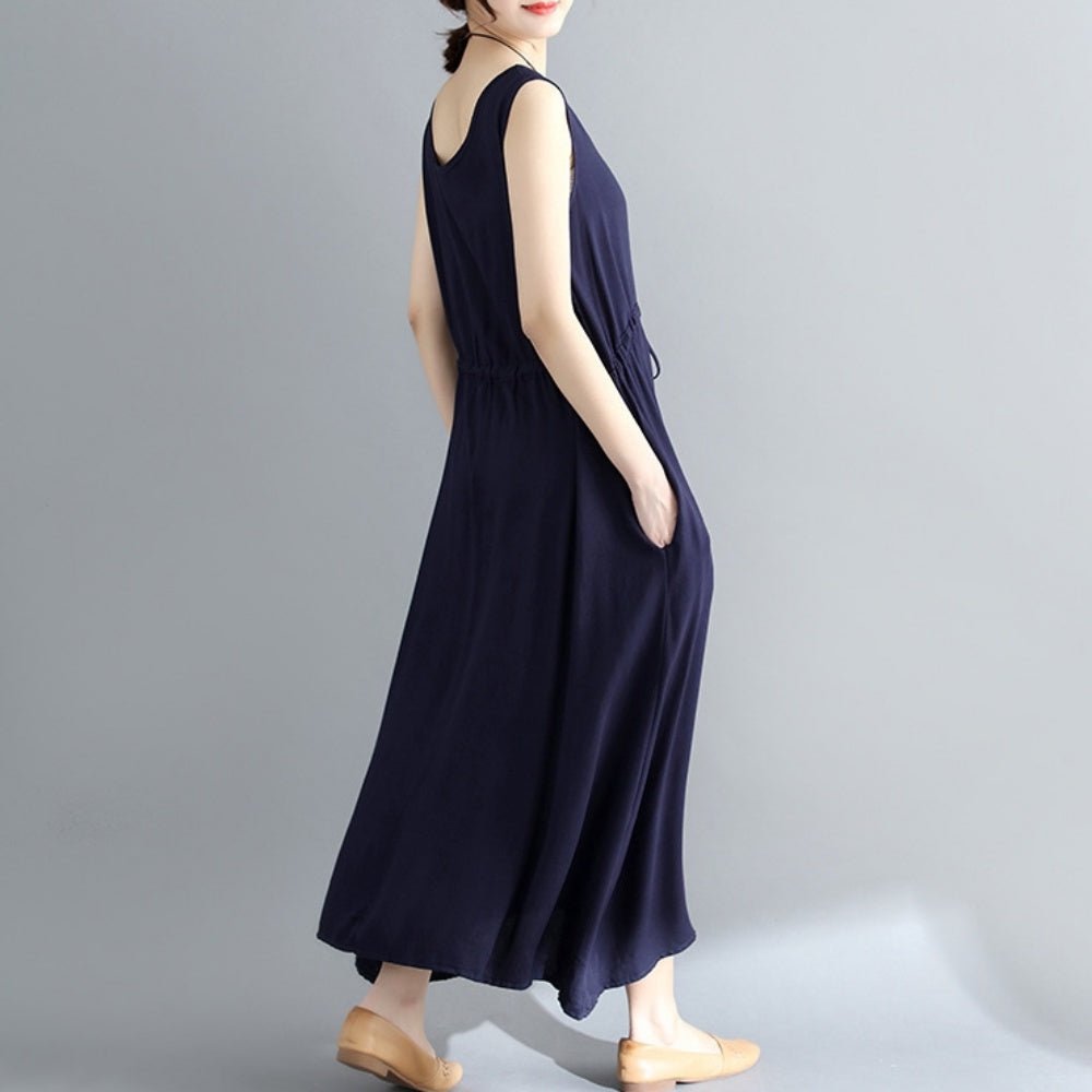 フロントボタンノースリーブマキシワンピース - Millennial Generation