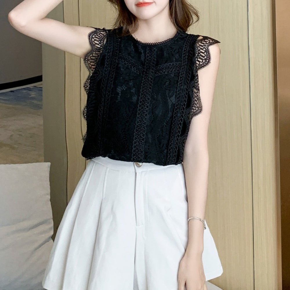 総レースノースリーブトップス｜オフィスカジュアル レディース 通販【ミレジェネ】