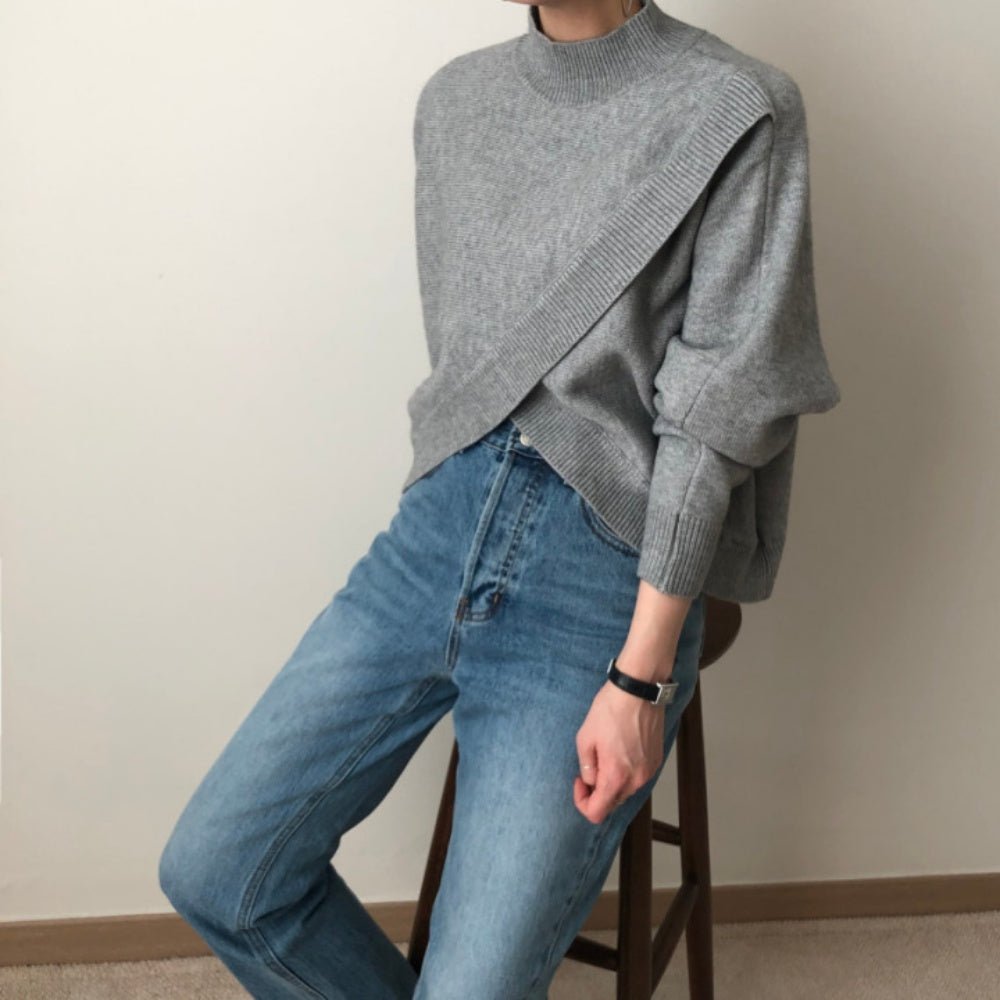 ラップデザインハイネックニット