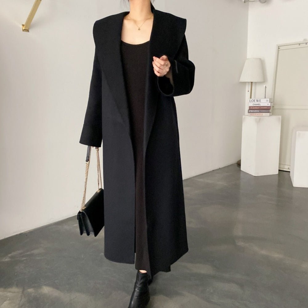 希少　ルシェルブルー　ビッグカラー　ショールカラー　女優襟　黒　ウールコート item334144303001-1-2.jpg