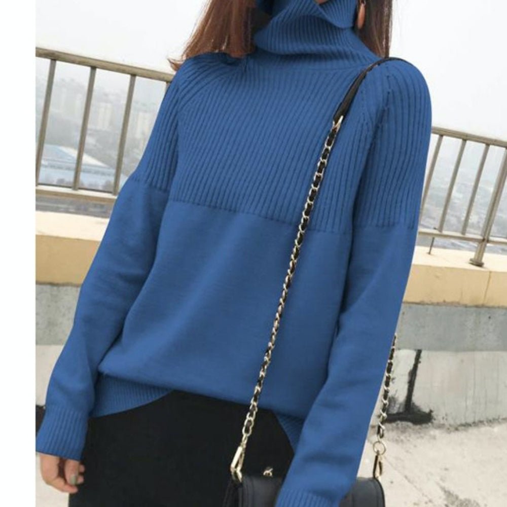 ハーフデザインハイネックニットトップス - Millennial Generation