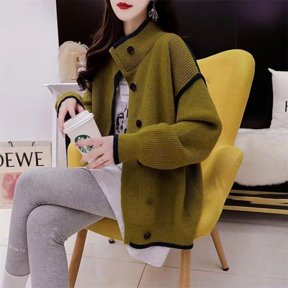 配色ハイネックニットジャケット｜オフィスカジュアル レディース 通販【ミレジェネ】