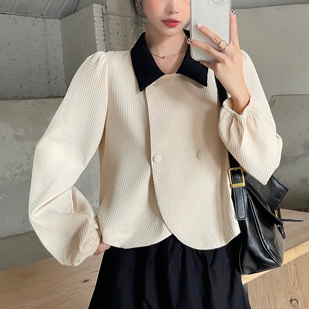 パワーショルダーダブルボタントップス｜オフィスカジュアル レディース 通販【ミレジェネ】