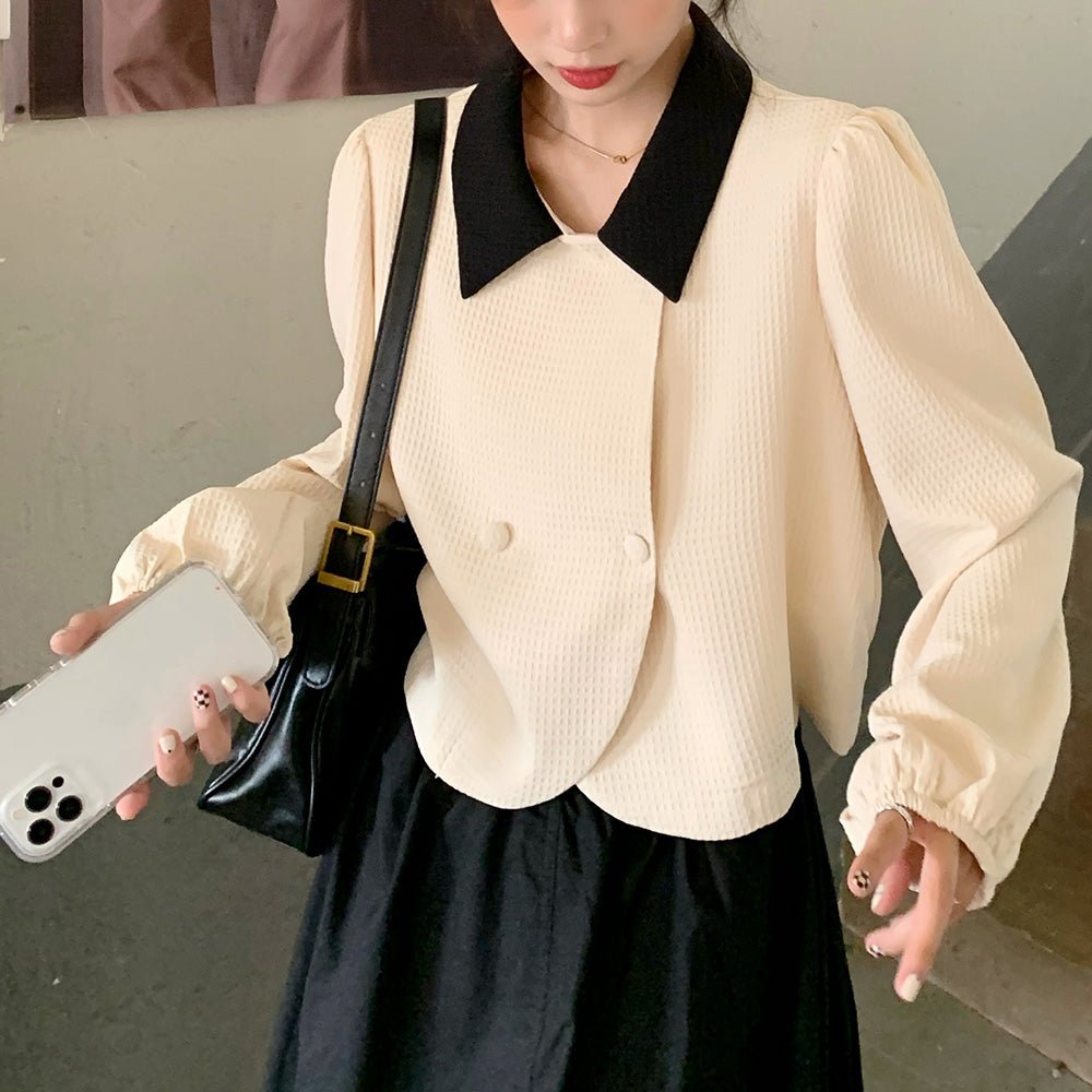 パワーショルダーダブルボタントップス｜オフィスカジュアル レディース 通販【ミレジェネ】