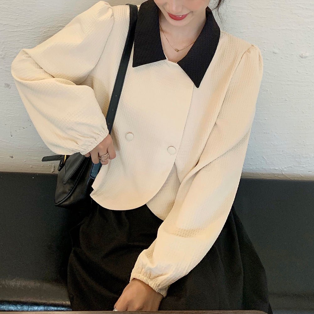 パワーショルダーダブルボタントップス｜オフィスカジュアル レディース 通販【ミレジェネ】