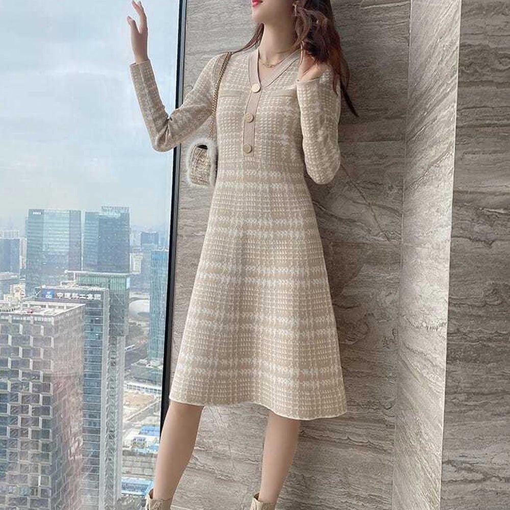 maje 襟付きチェックワンピース　ビジューボタン ボタン付チェックワンピース maje 襟付きチェックワンピース