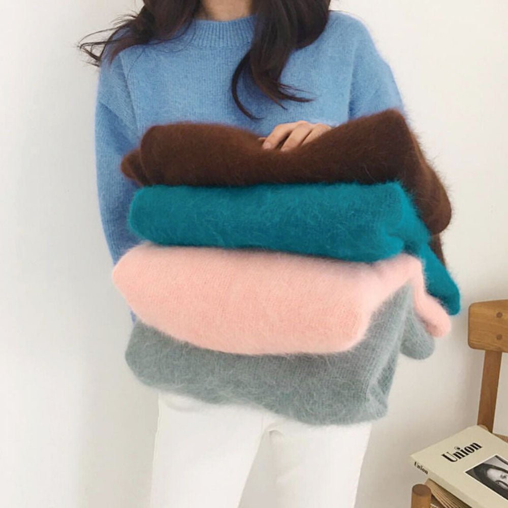 ラウンドネックシャギーニット