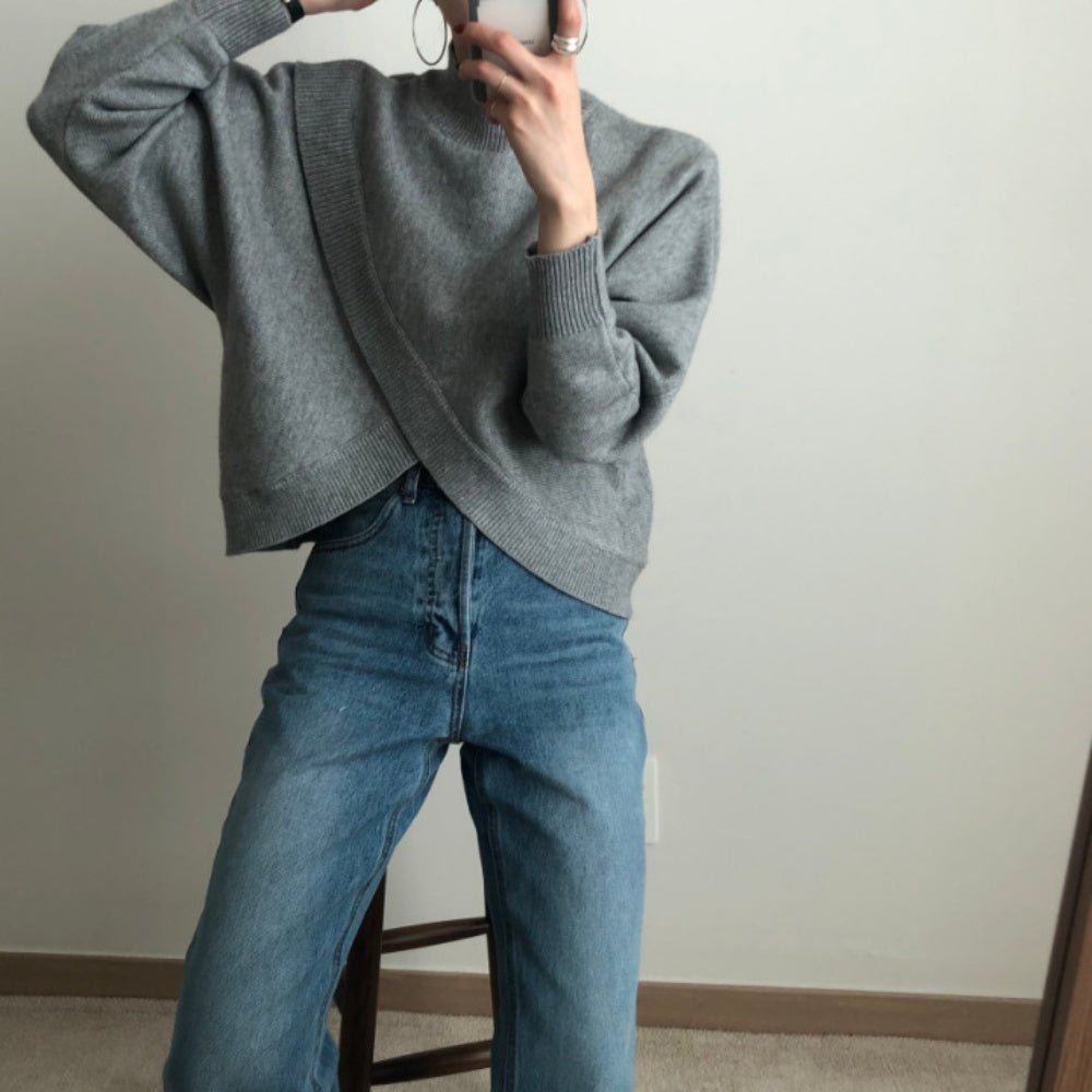 ラップデザインハイネックニット