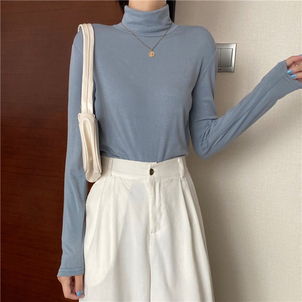 ベーシックタイトハイネックロングTシャツ