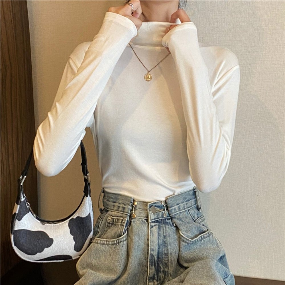 ベーシックタイトハイネックロングTシャツ