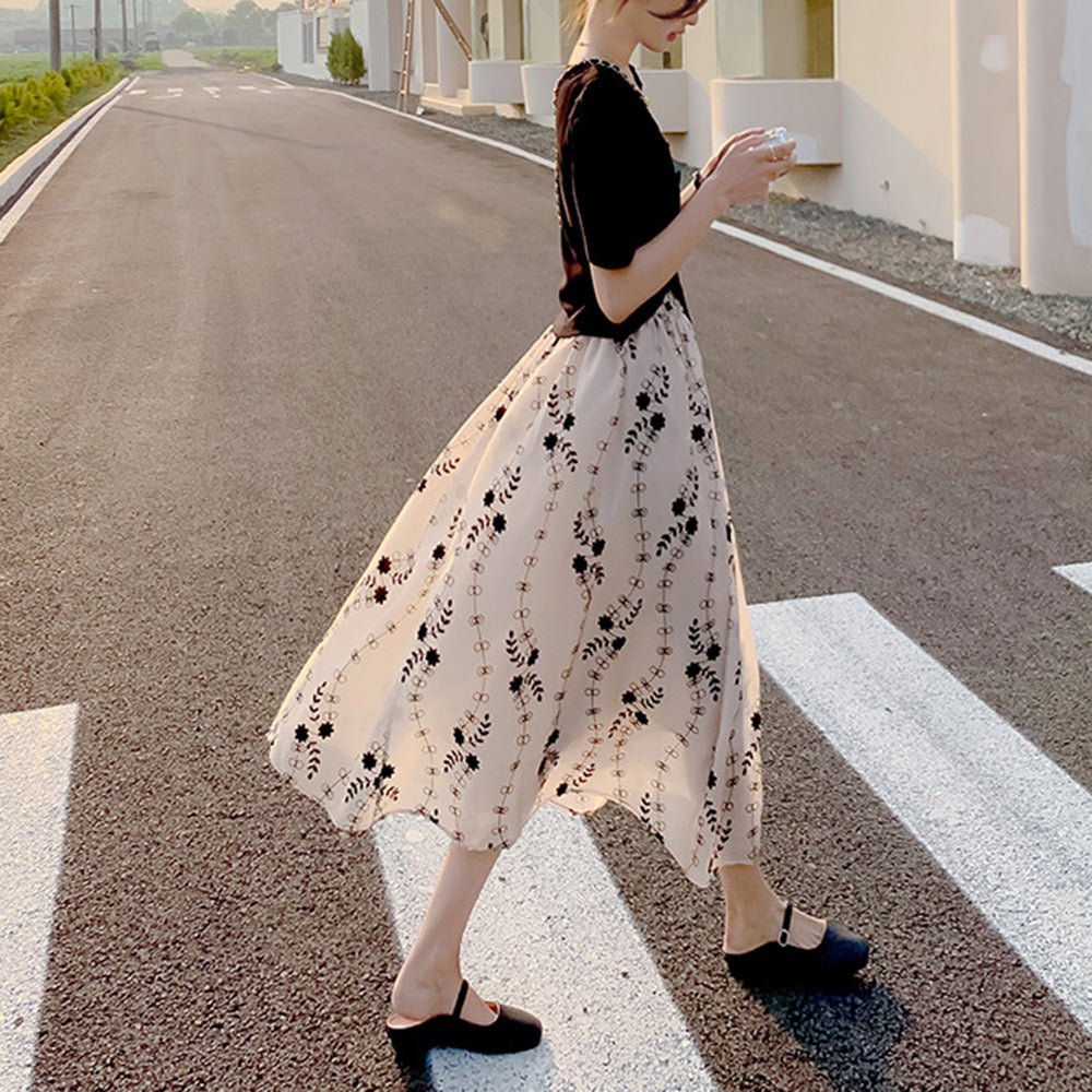 KAREN MILLEN 日本未入荷 カットワーク 花柄 フレア Vネック 関税込! KAREN MILLEN ポプリンカットワーク マキシシャドレス