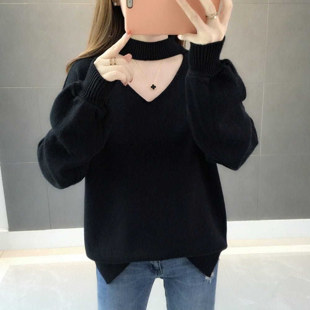 おしゃれVネックランタンスリーブニット｜オフィスカジュアル レディース 通販【ミレジェネ】