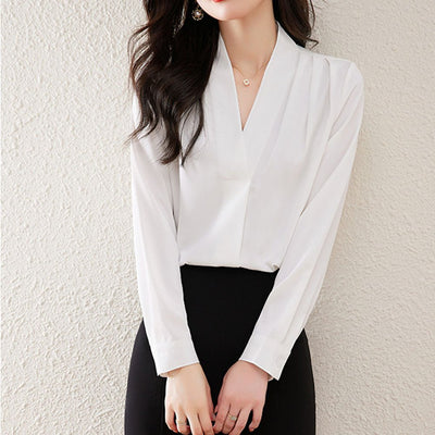 Vネック綺麗めブラウス｜オフィスカジュアル レディース 通販【ミレジェネ】