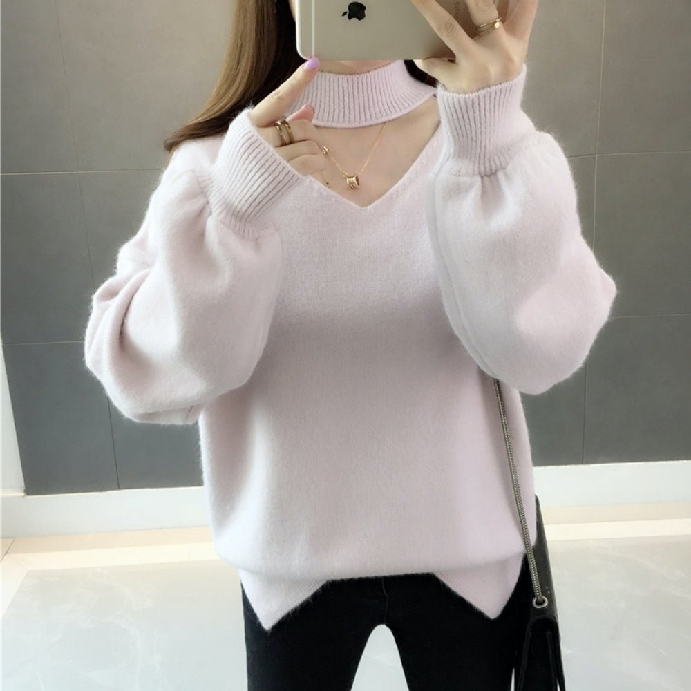 おしゃれVネックランタンスリーブニット｜オフィスカジュアル レディース 通販【ミレジェネ】