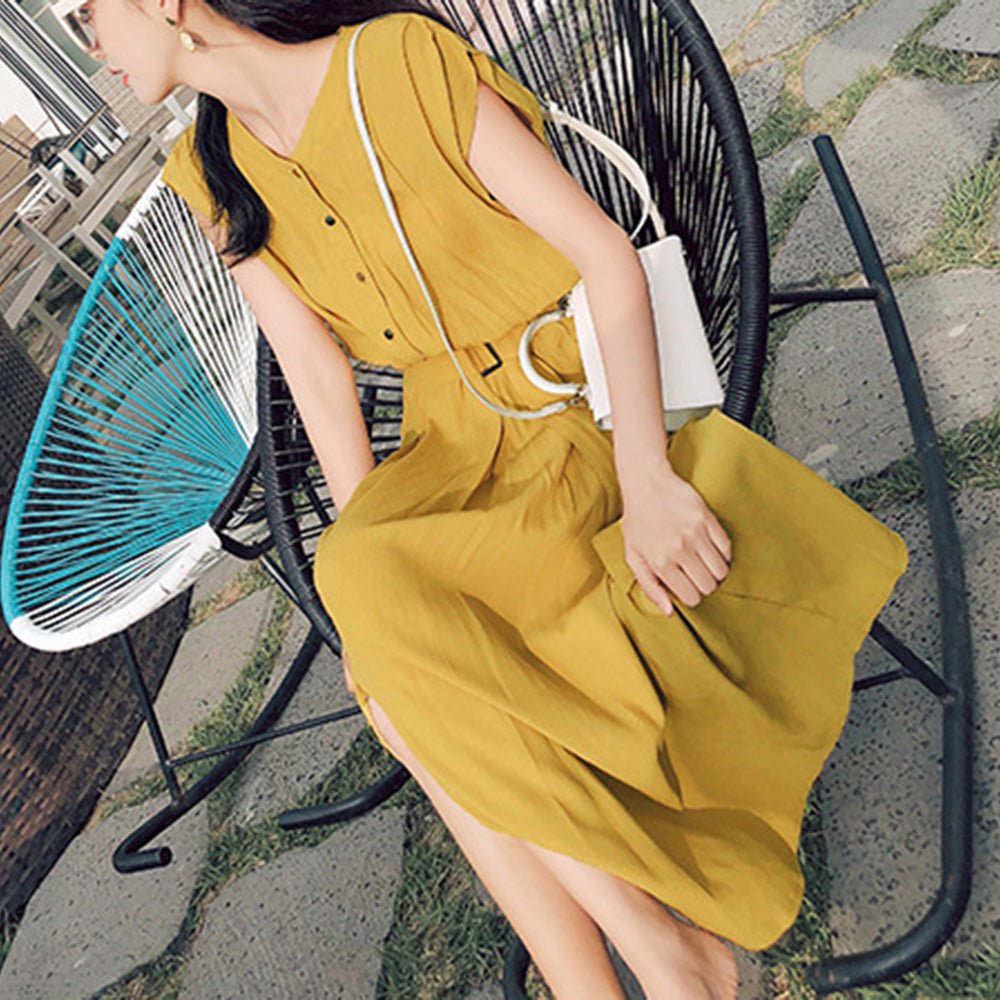 ゆるVネックシャツワンピース｜オフィスカジュアル レディース 通販【ミレジェネ】