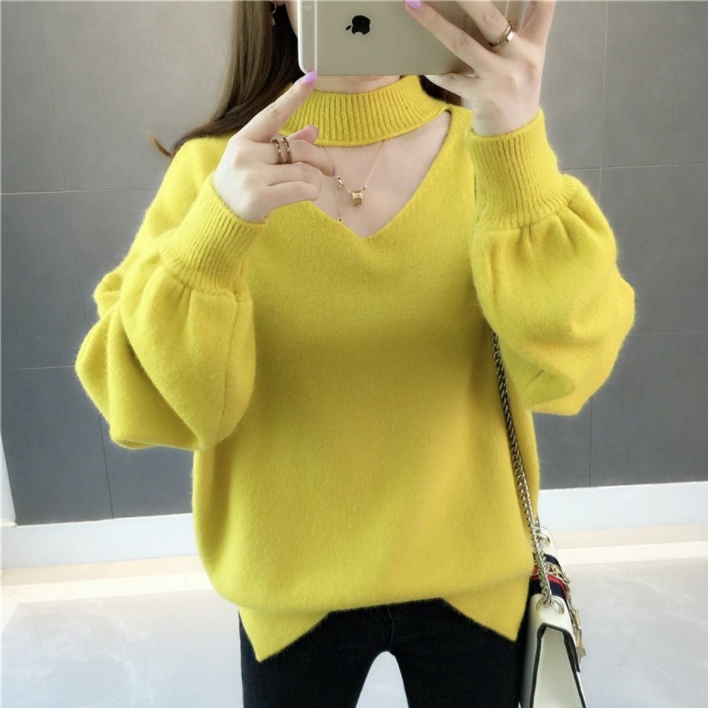 おしゃれVネックランタンスリーブニット｜オフィスカジュアル レディース 通販【ミレジェネ】