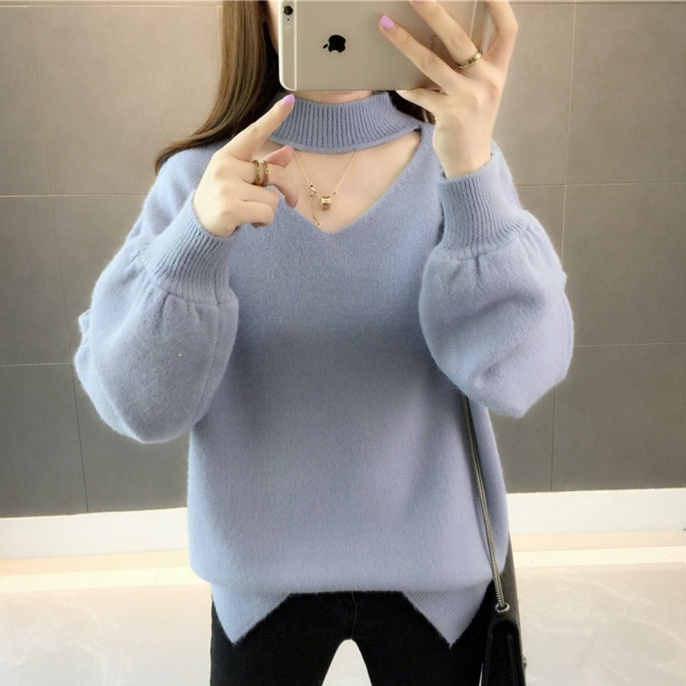 おしゃれVネックランタンスリーブニット｜オフィスカジュアル レディース 通販【ミレジェネ】