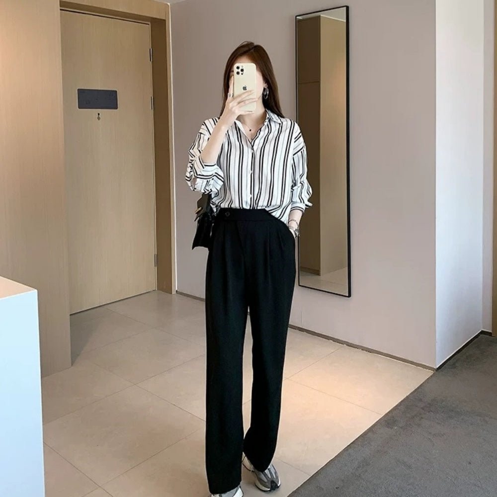 Vネックストライプショートシャツ Vネックストライプショートシャツ | ファッション通販サイト NUGU