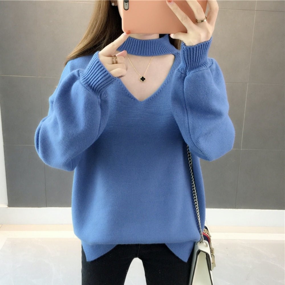 おしゃれVネックランタンスリーブニット｜オフィスカジュアル レディース 通販【ミレジェネ】
